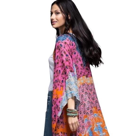 Vibrant Ruggine Demask Print Kimono Duster - Picture 3 of 9